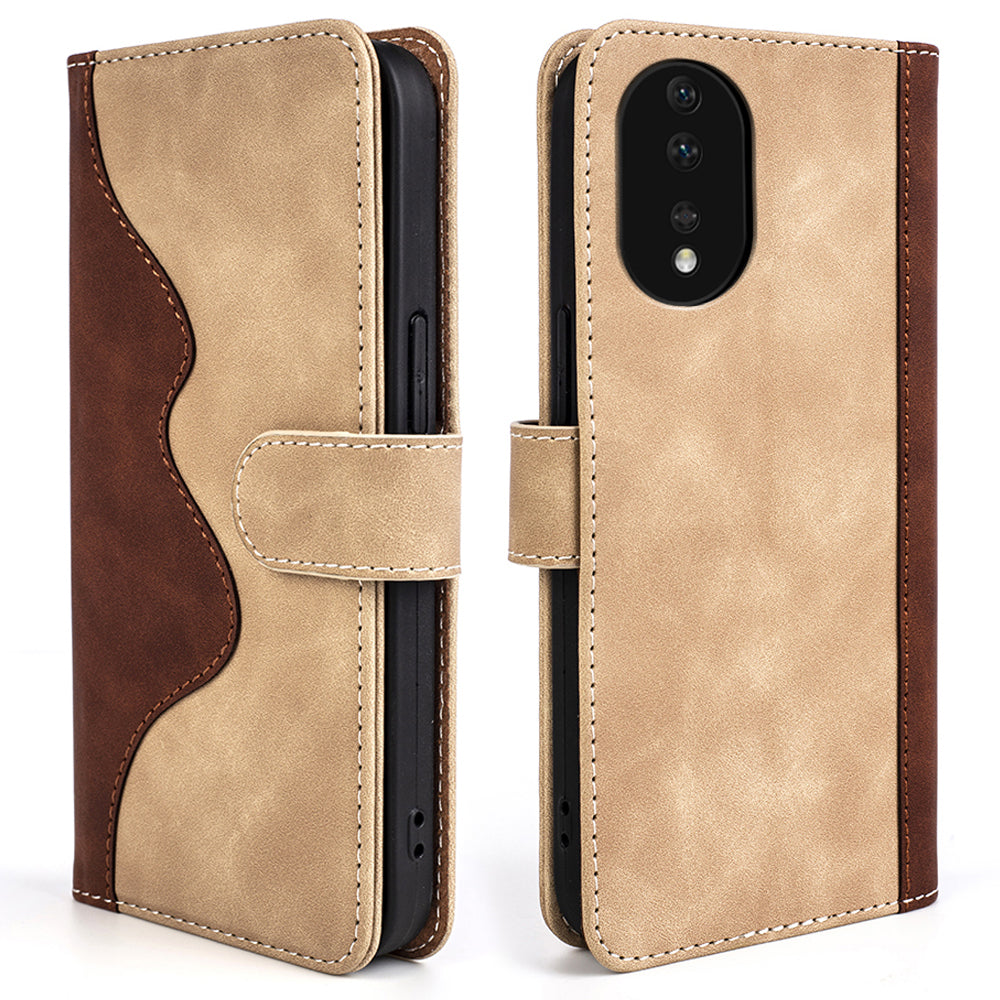 Mobile Phone Cover for Honor 80 5G Overall Coverage PU Leather Magnetic Clasp Bi-color Design Stand Wallet Cell Phone Case Mobile Phone Cover for Honor 80 5G Overall Coverage PU Leather Magnetic Clasp Bi-color Design Stand Wallet Cell Phone Case